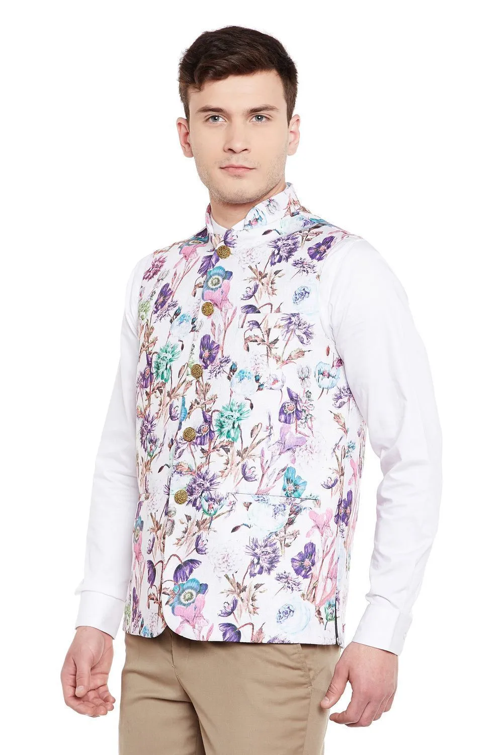 Imported Rayon MulticolouRed Modi Nehru Jacket