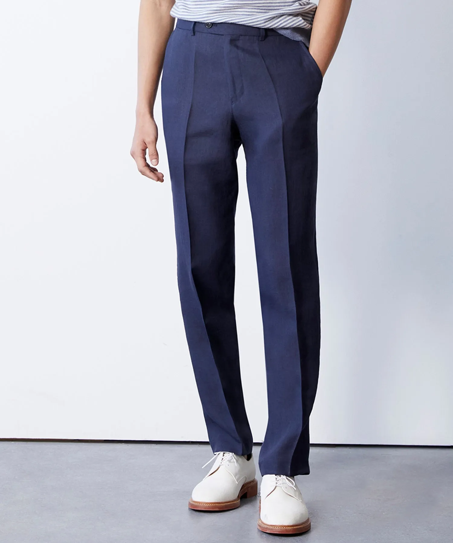 Italian Hemp Sutton Trouser in Navy Ink