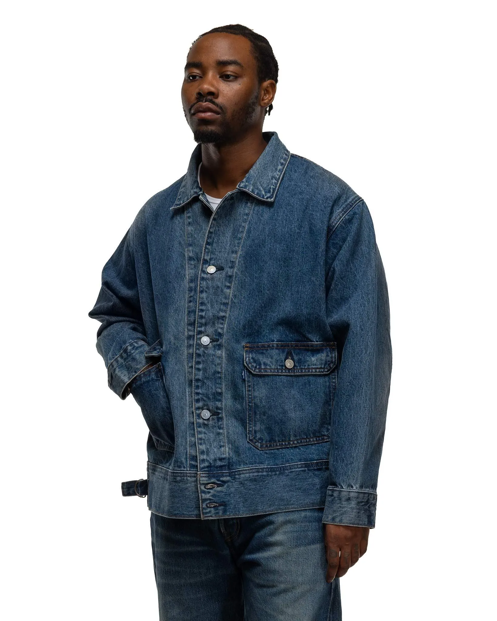 Japanese Denim Utility Trucker Jacket Medium Wash