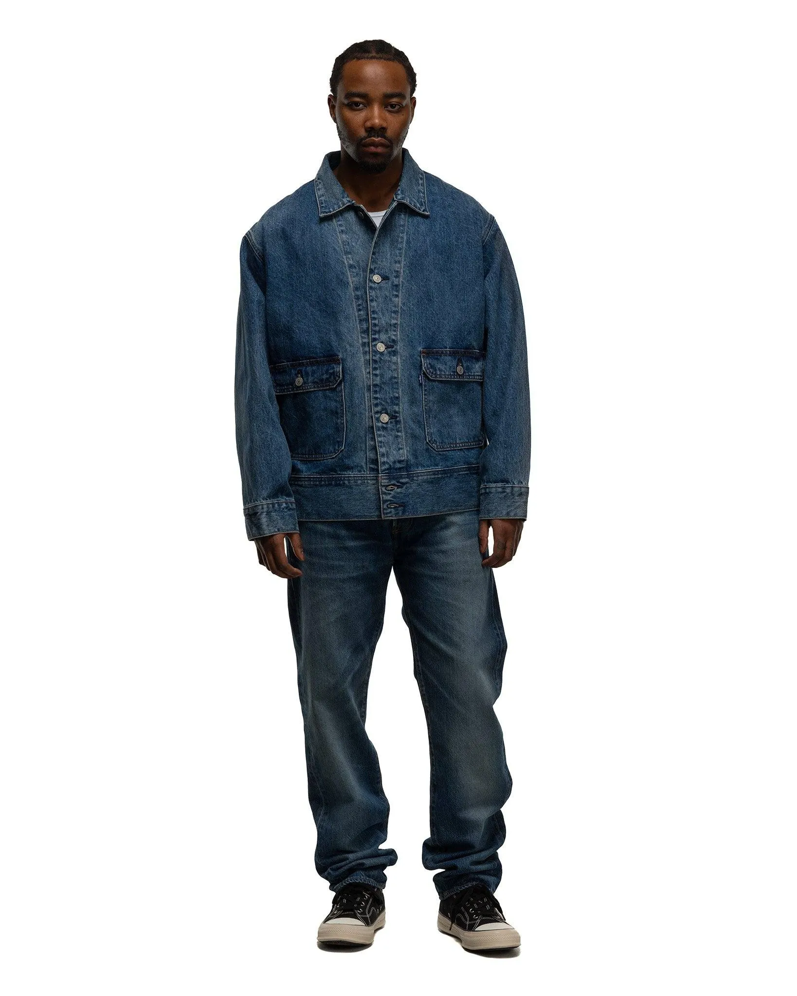 Japanese Denim Utility Trucker Jacket Medium Wash