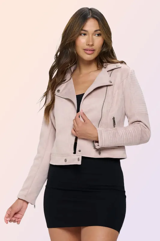 LAKE PUKAKI VEGAN SUEDE MOTO JACKET