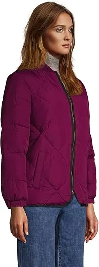 Lands' End Women's Quilted Thermo Plume Bomber Insulated Jacket Rubellite