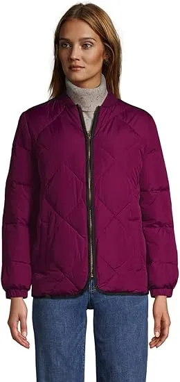 Lands' End Women's Quilted Thermo Plume Bomber Insulated Jacket Rubellite