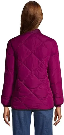 Lands' End Women's Quilted Thermo Plume Bomber Insulated Jacket Rubellite