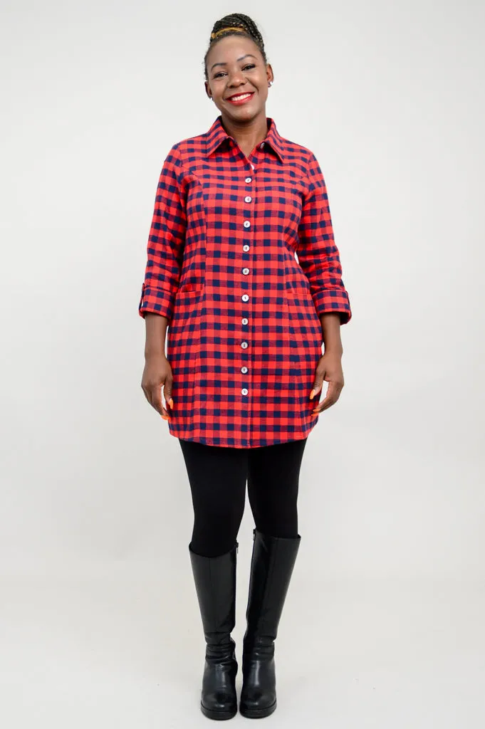 Larissa Tunic, Chimney Plaid, Cotton Flannel