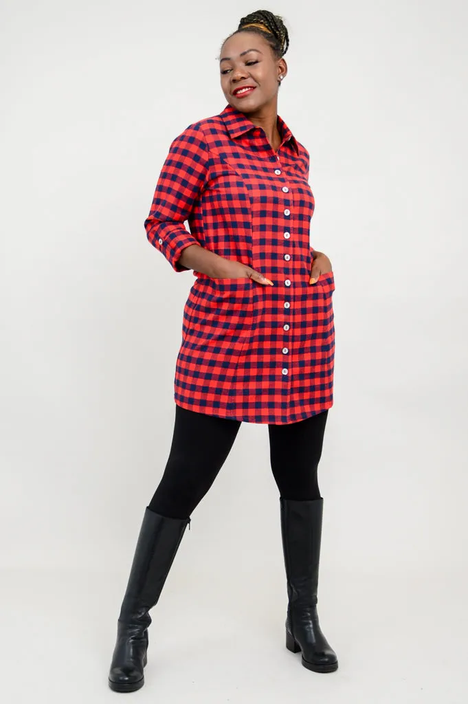 Larissa Tunic, Chimney Plaid, Cotton Flannel