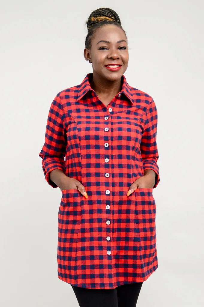 Larissa Tunic, Chimney Plaid, Cotton Flannel