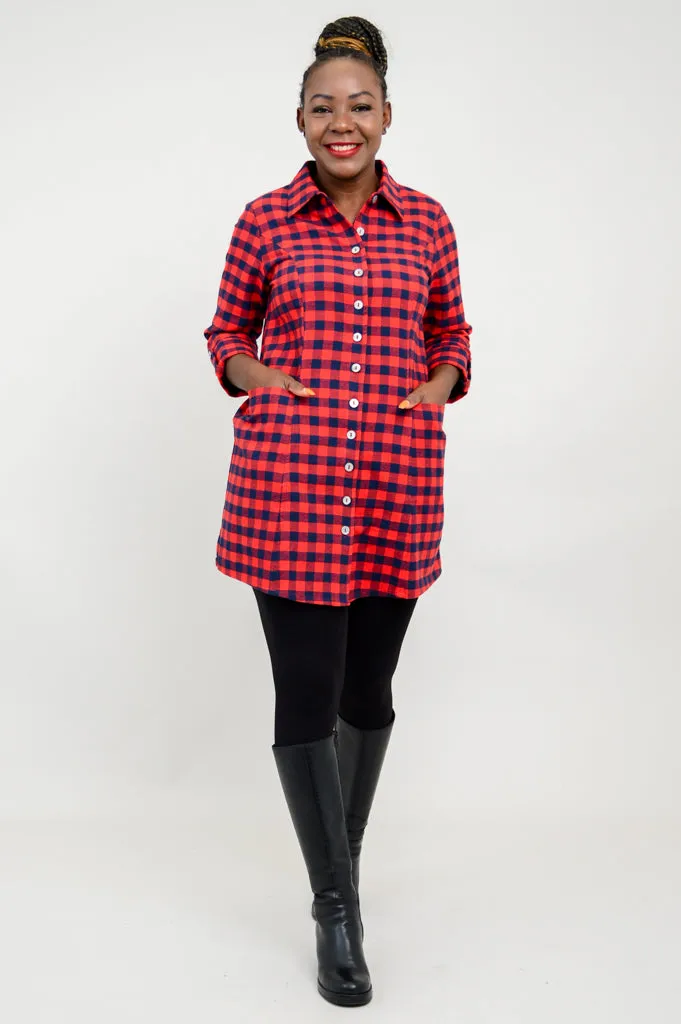 Larissa Tunic, Chimney Plaid, Cotton Flannel