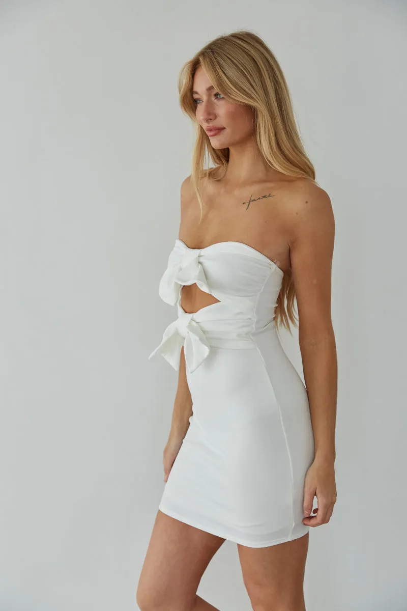 Lena Strapless Bow Cutout Bodycon Mini Dress