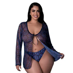 Magic Silk Hazy Dayz Tie Front Jacket & Thong Set Butterfly Queen Size