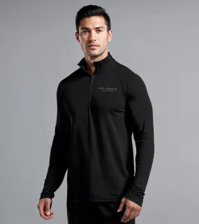 Men's Black Dry Fit Half Zip Long Sleeve Running T-Shirt