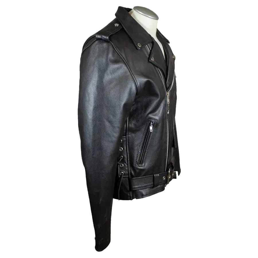 Men's Tall Classic Side Lace Leather Motorcycle Jacket