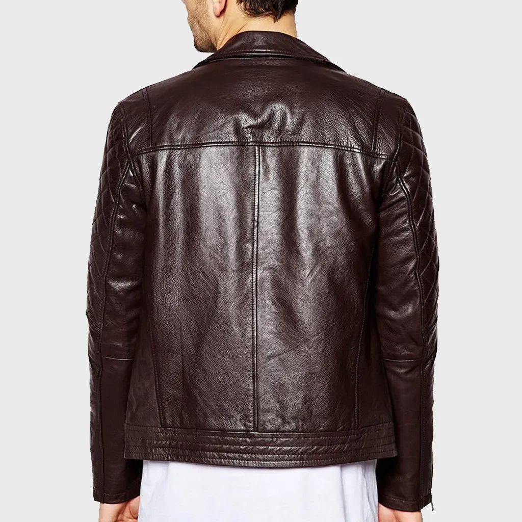 Men's Urbane Style Leather Motorcycle Jacket