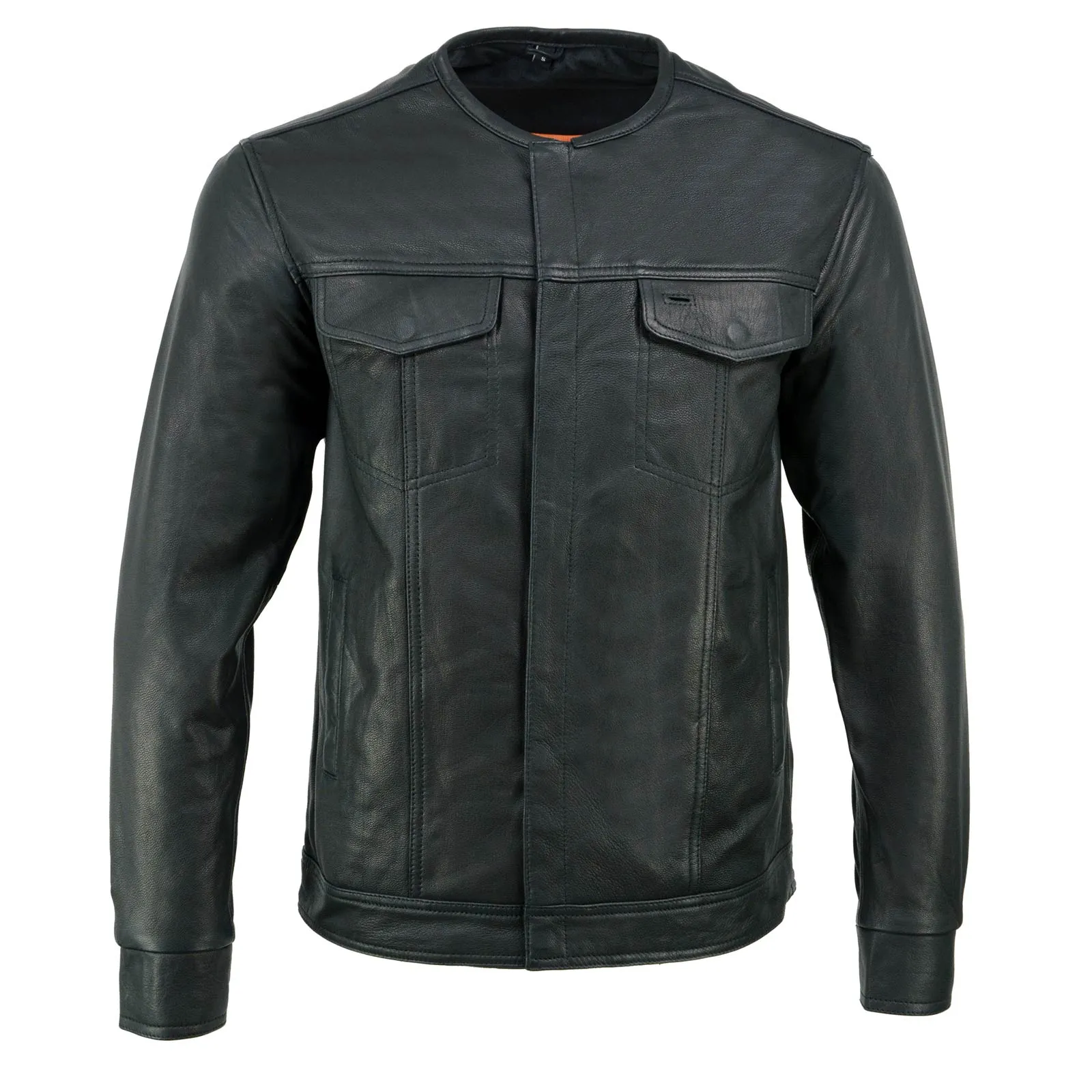 Milwaukee Leather MLM1607 Men's Naked Goatskin Leather Light Weight Collarless Motorcycle Rider Shirt Jacket