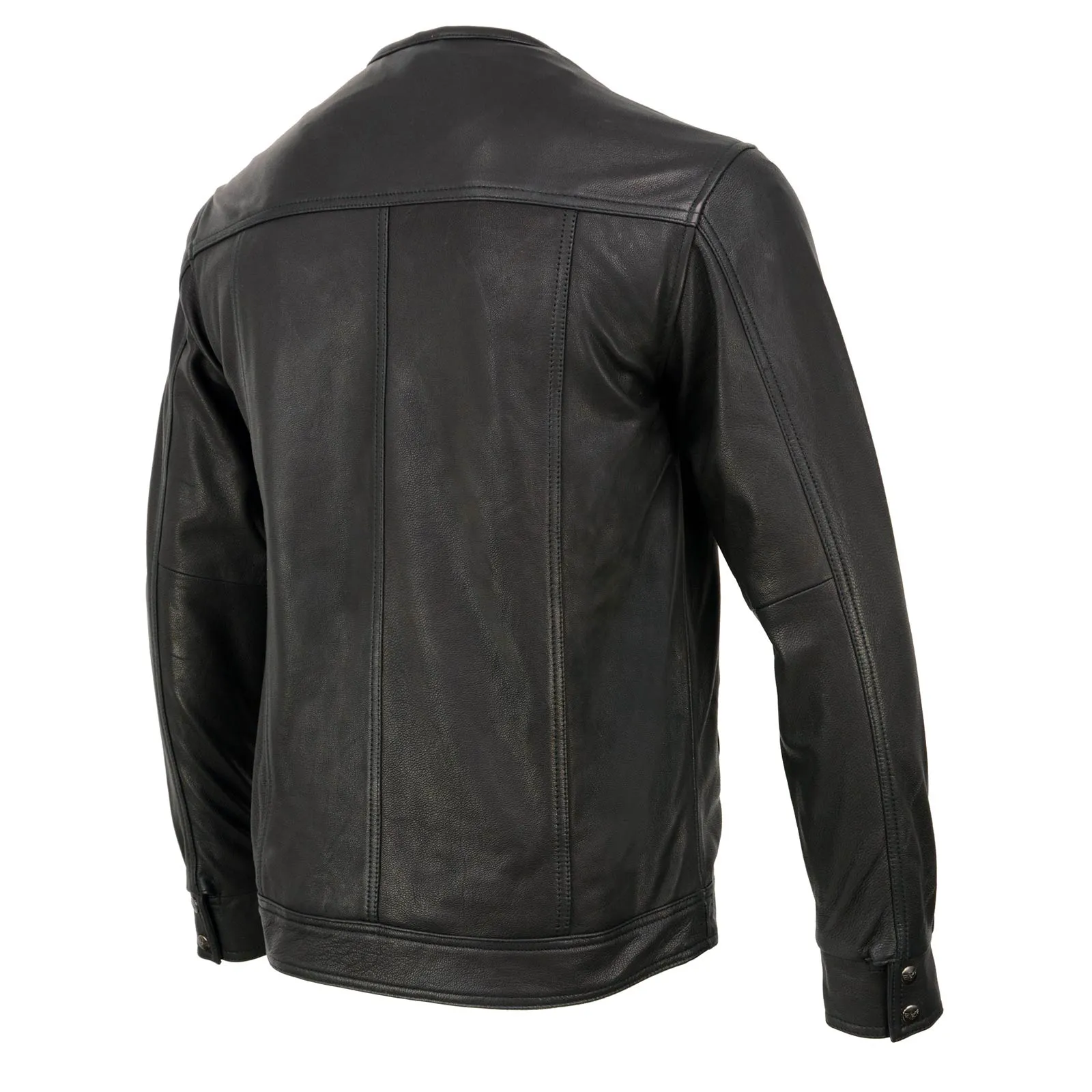 Milwaukee Leather MLM1607 Men's Naked Goatskin Leather Light Weight Collarless Motorcycle Rider Shirt Jacket