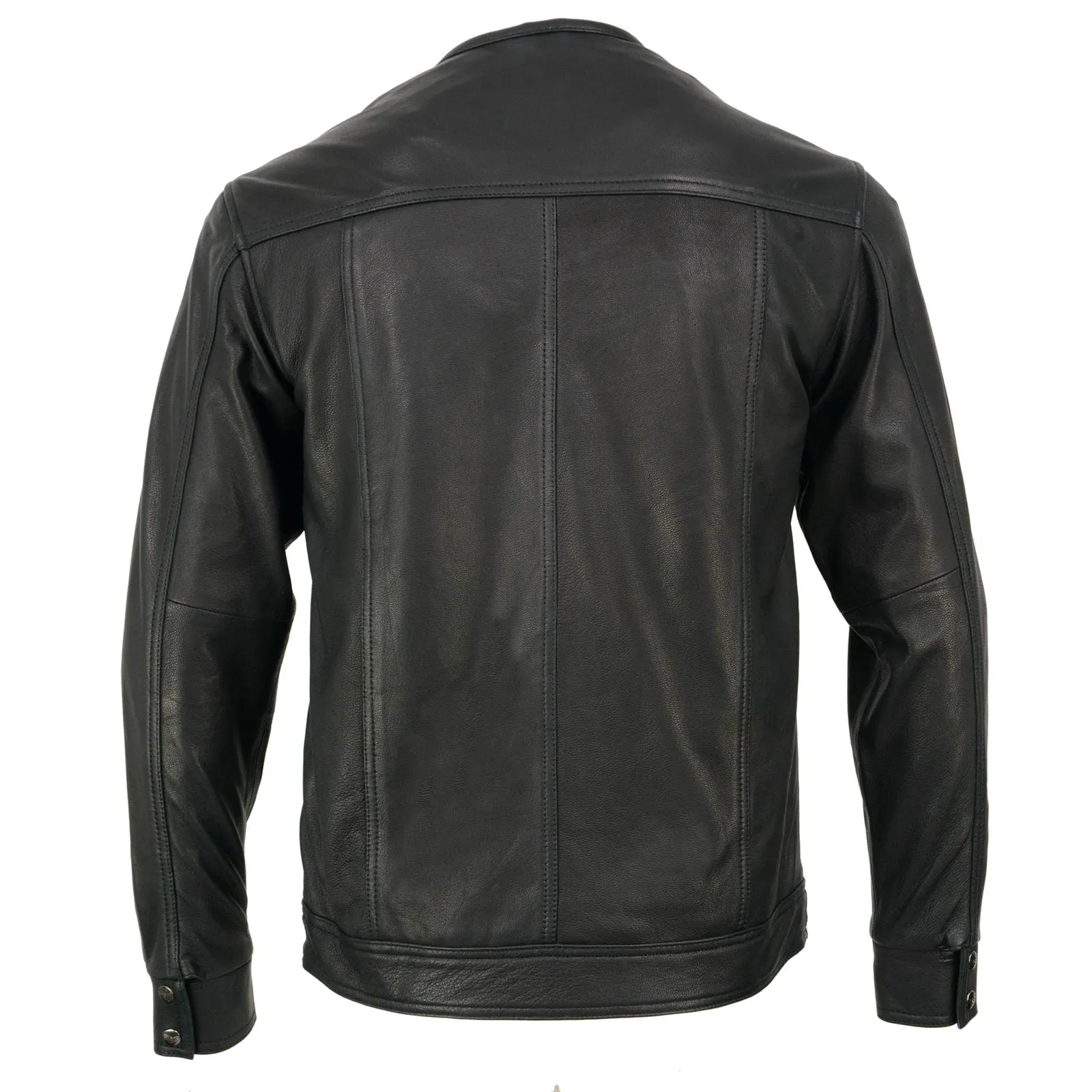 Milwaukee Leather MLM1607 Men's Naked Goatskin Leather Light Weight Collarless Motorcycle Rider Shirt Jacket