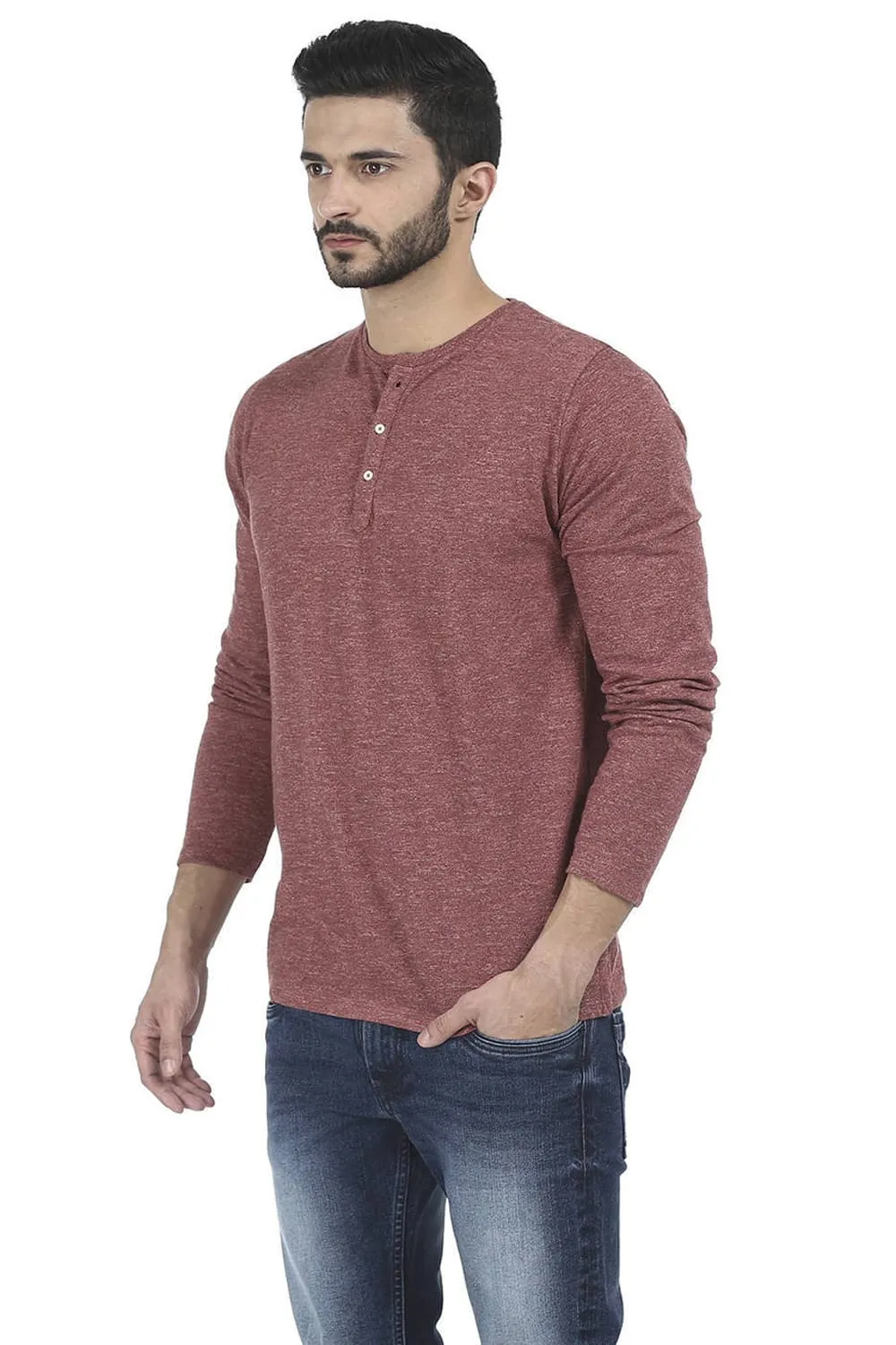 Muscle Fit Henley Full Sleeve T Shirt