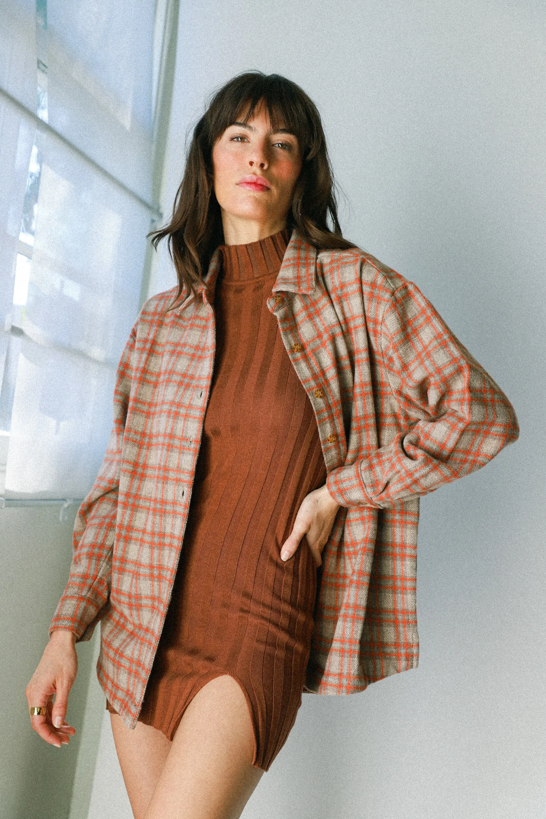 Orange Flannel Oversized Shirt