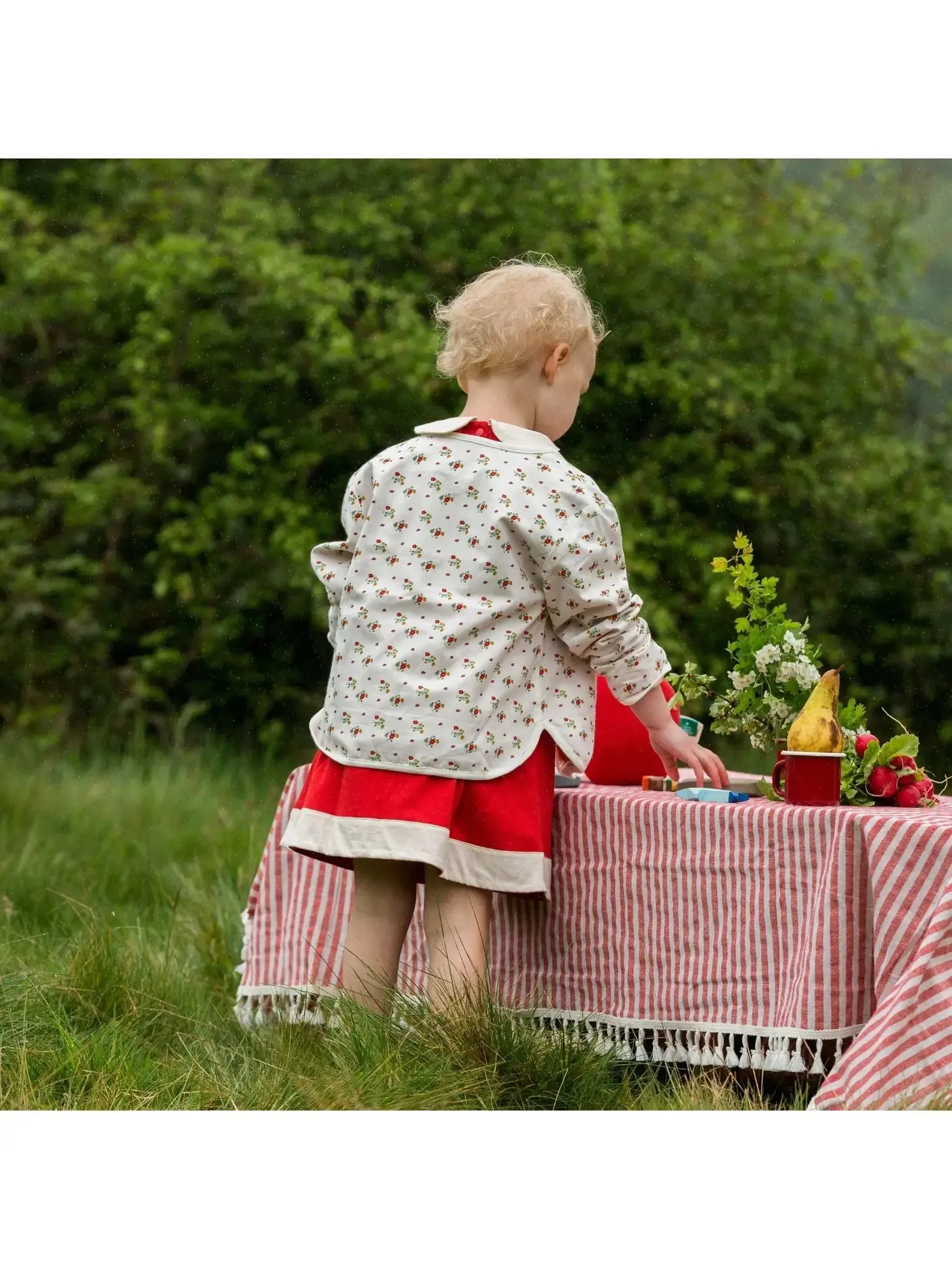 Organic Spring Flowers Collarless Reversible Spring Jacket