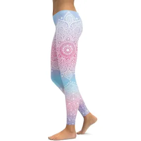 Pastel Blue & Pink Mandala Leggings