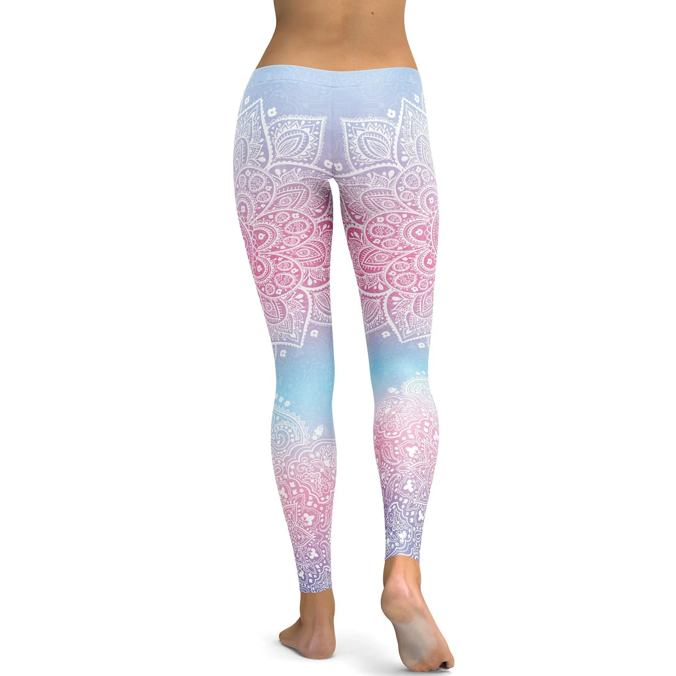 Pastel Blue & Pink Mandala Leggings