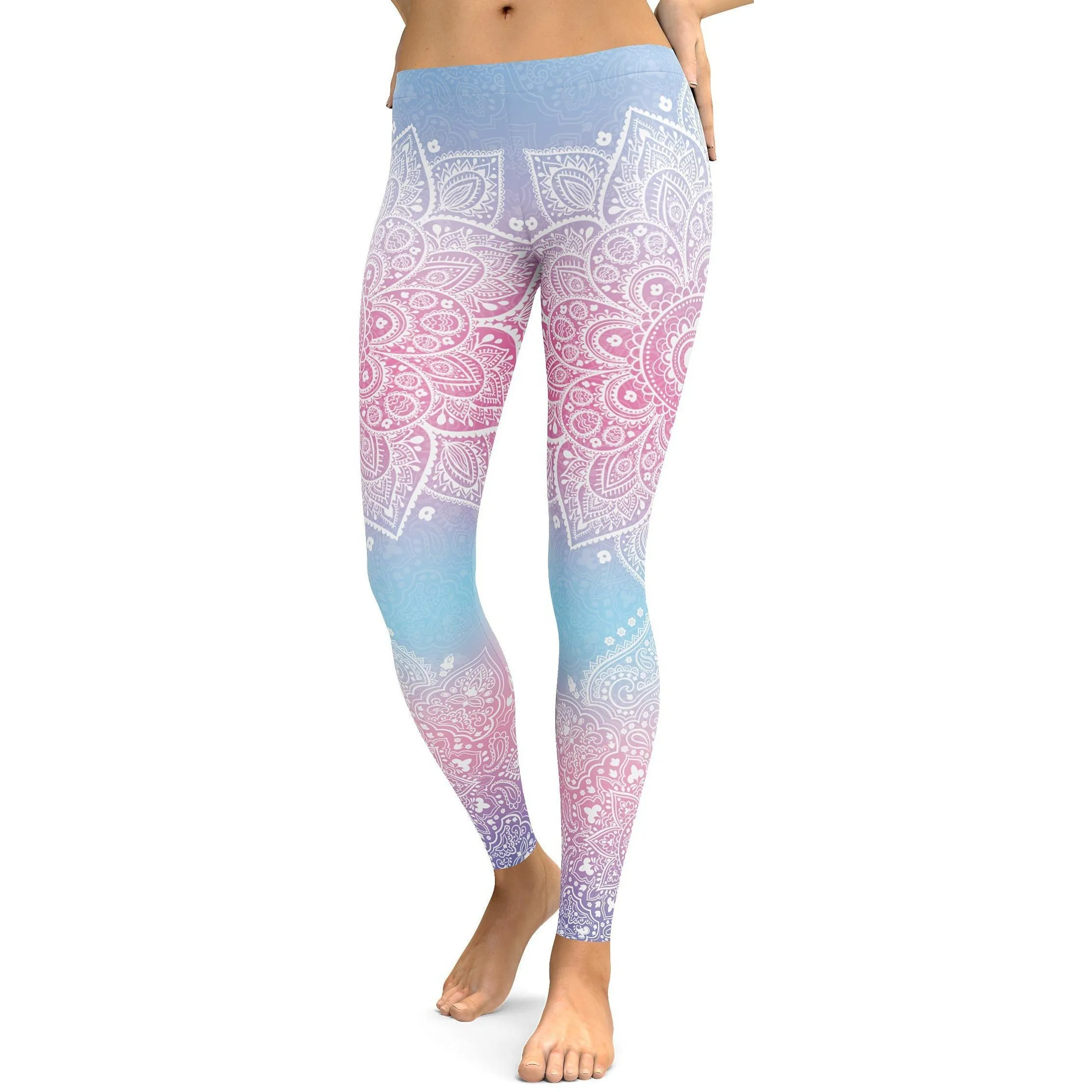 Pastel Blue & Pink Mandala Leggings