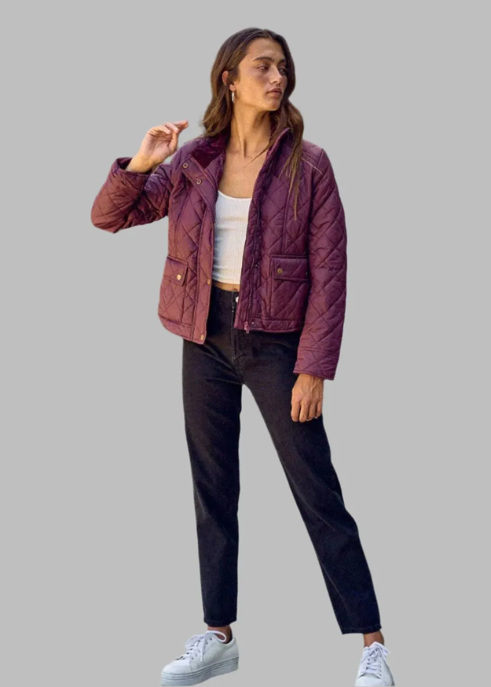 Perfectly Quilted Jacket in Maroon