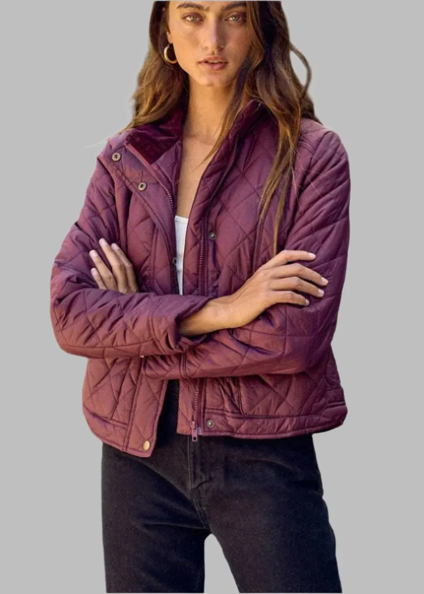 Perfectly Quilted Jacket in Maroon