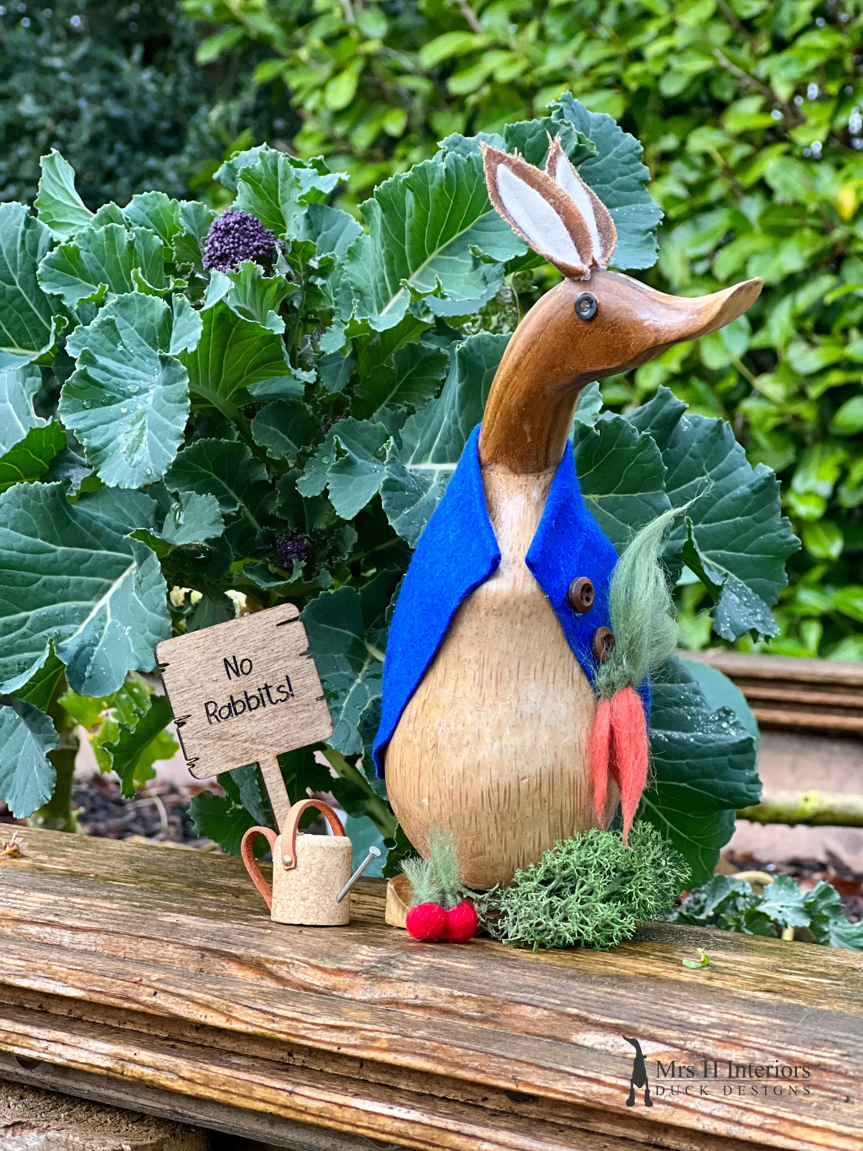 Peter Rabbit Duck - Decorated Wooden Duck by Mrs H the Duck Lady