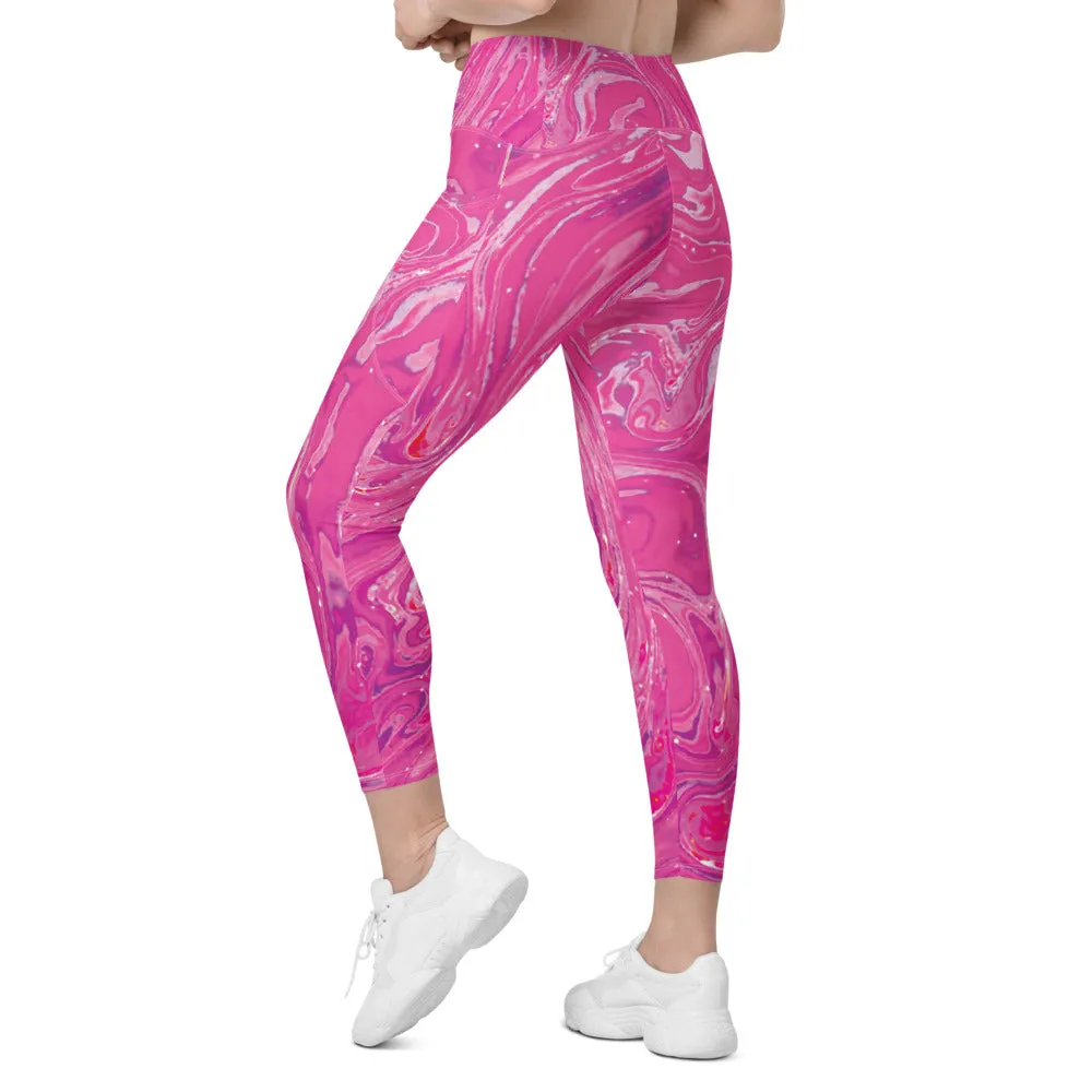 Pink Swirl Leggings with Pockets