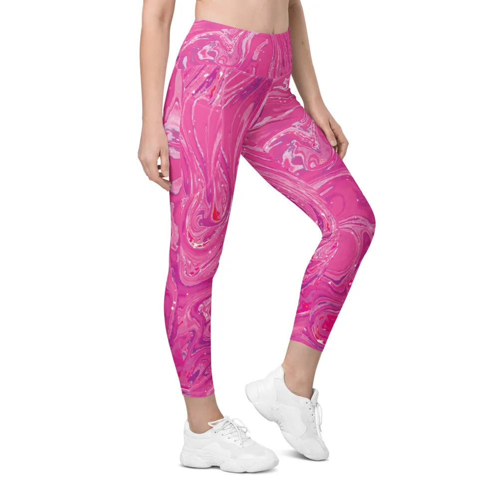 Pink Swirl Leggings with Pockets