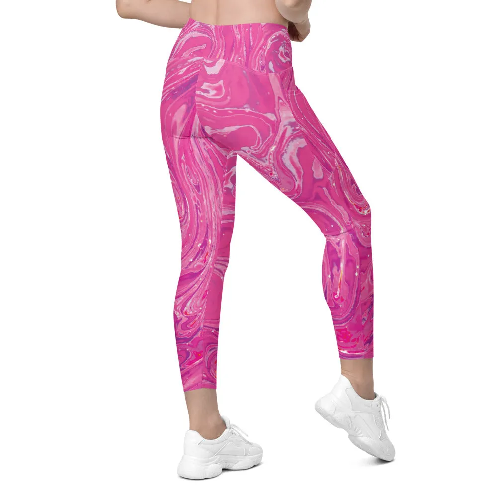 Pink Swirl Leggings with Pockets