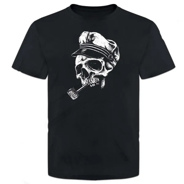 Pins & Bones Captain Skull Sea Theme Captain Morgan Skull Navy Inspired T-Shirt