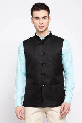 Poly Blend Black Nehru Jacket