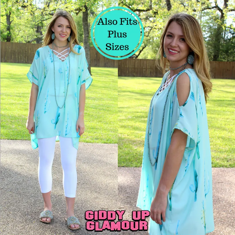 Pretty Little Thing Cactus Sheer Open Shoulder Tunic in Mint