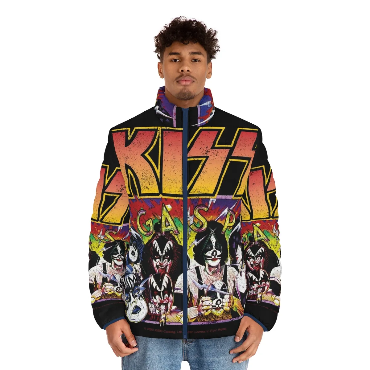 "Kiss Unmasked Poster Art Puffer Jacket - Official Band Merch"