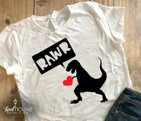 Rawr Dinosaur with Heart, Cute Valentine's Day Shirt