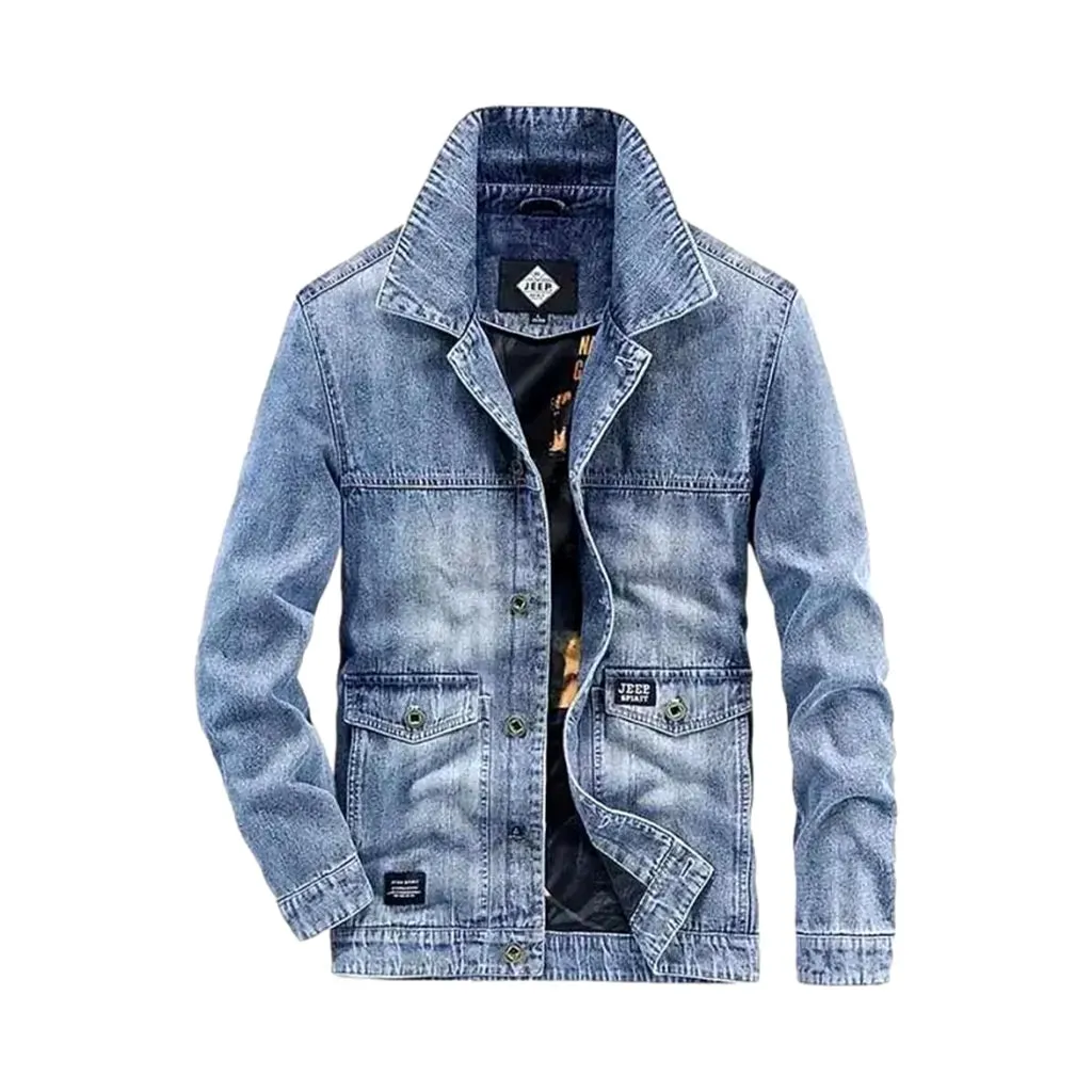 Retro casual sanded men's jeans jacket