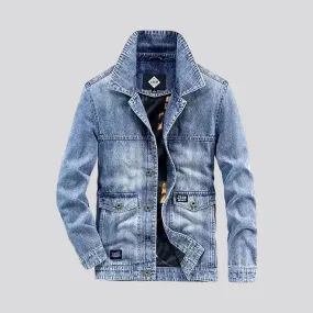 Retro casual sanded men's jeans jacket