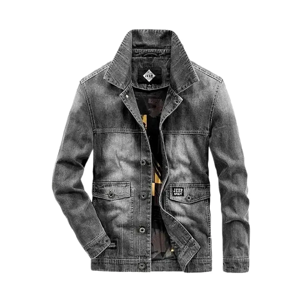 Retro casual sanded men's jeans jacket