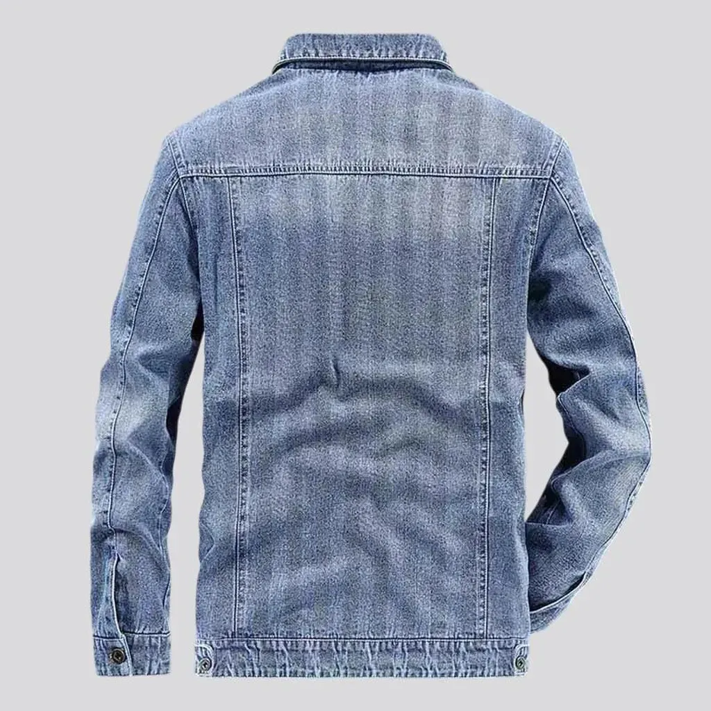 Retro casual sanded men's jeans jacket