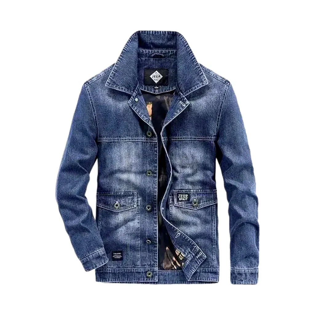 Retro casual sanded men's jeans jacket