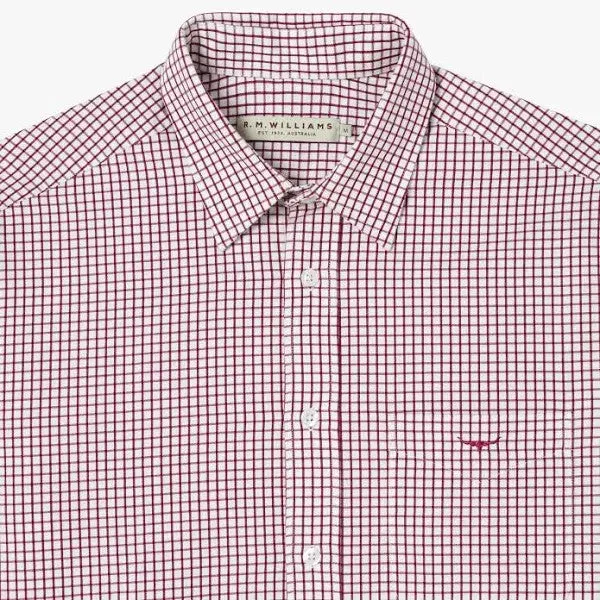 R.M.Williams - Collins Shirt - Check - Burgundy/White