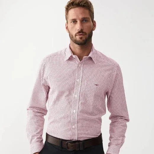 R.M.Williams - Collins Shirt - Check - Burgundy/White