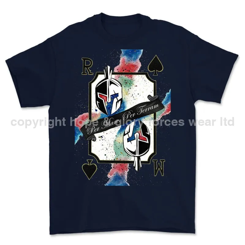 Royal Marines Sparta Playing Card Art Front Printed T-Shirt