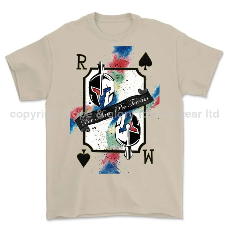 Royal Marines Sparta Playing Card Art Front Printed T-Shirt