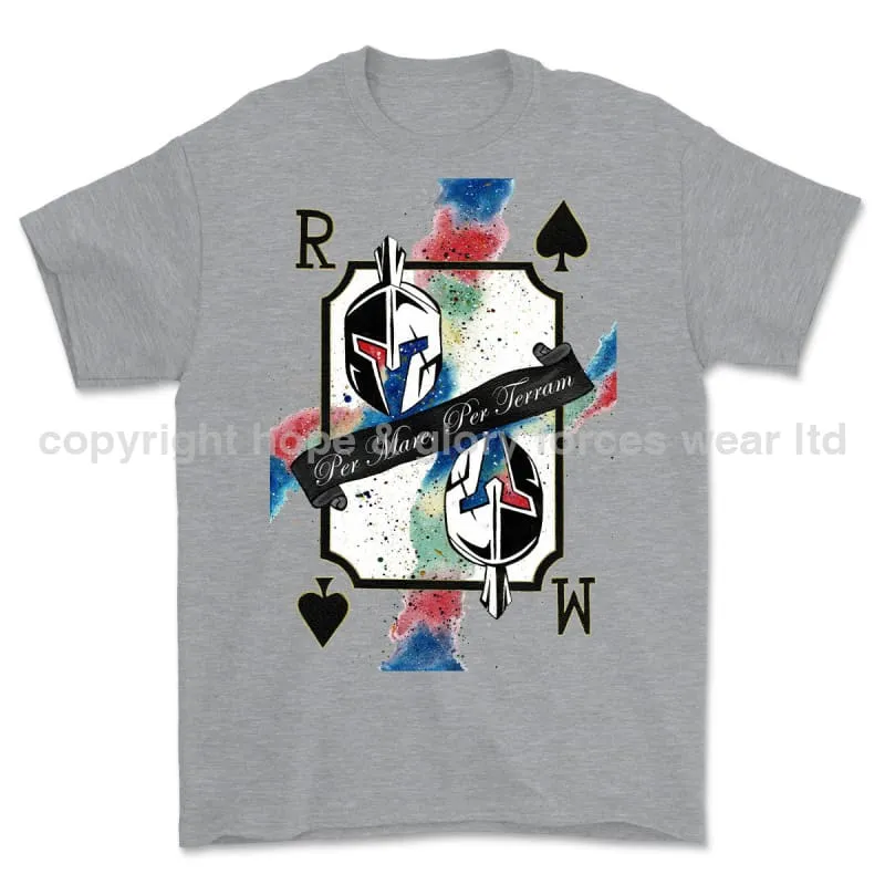 Royal Marines Sparta Playing Card Art Front Printed T-Shirt