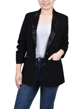 Satin Lapel Scuba Crepe Jacket