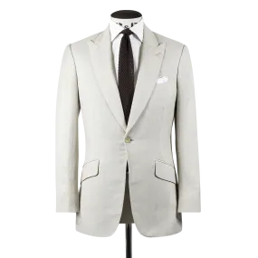 Single Breasted Peak Lapel Suit in Natural Linen