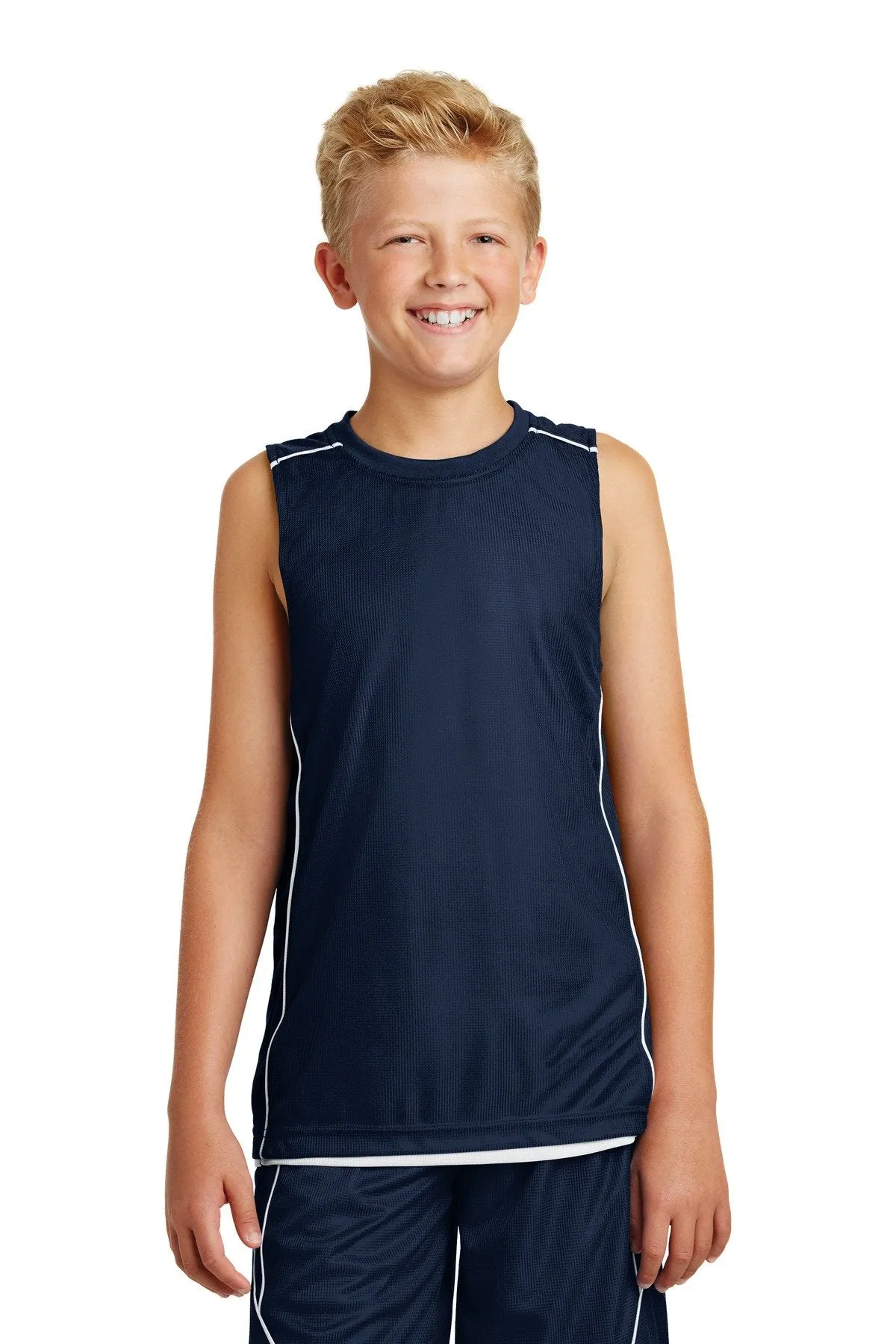 Sport-Tek Youth PosiCharge Mesh Reversible Sleeveless Tee. YT555